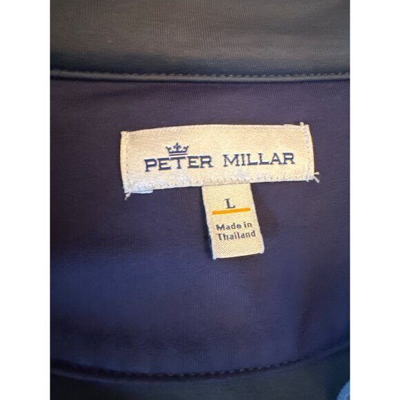 Peter Millar Mens L Long Sleeve Pullover Recycled Polyester Green Blue Trim - Picture 3 of 6